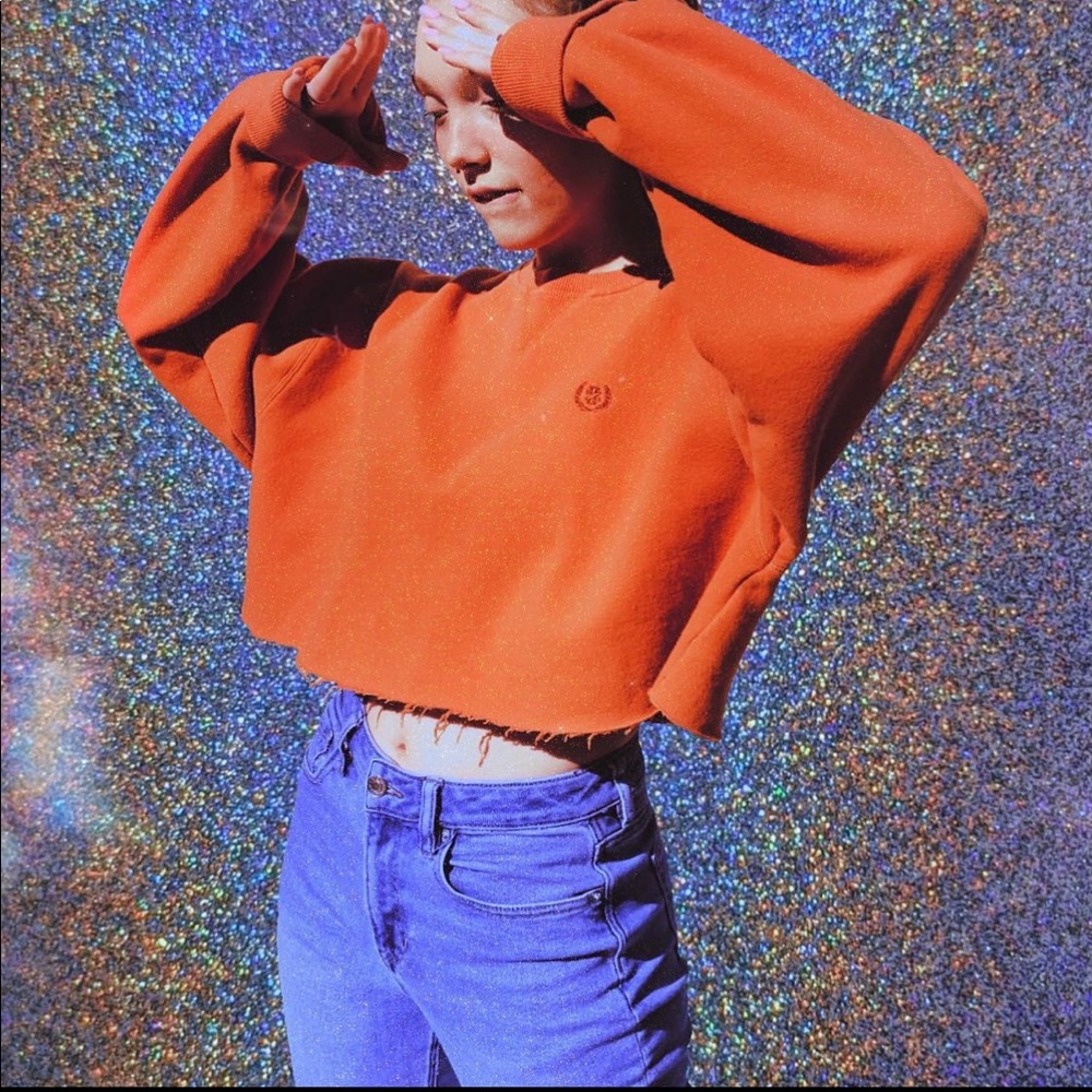 Orange IZOD Cropped Crewneck